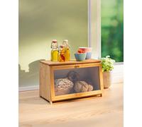 Contenitore Pane XXL Bambù Legno con Portello Trasparente 40x20x23,5 cm