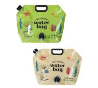 Contenitore per Acqua, Bottiglia d'Acqua da Campeggio Pieghevole da 8 Litri, Contenitore per Acqua per Alimenti Senza BPA con Rubinetto, Borsa per Acqua di Emergenza Pi light yellow and green 2 pezzi