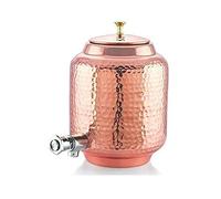 Contenitore per acqua in rame puro martellato fatto a mano da 4 litri, contenitore per acqua di guarigione Matka Ayurveda, con 2 bicchieri da portata 12 LITER Rame