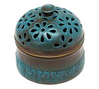 Contenitore per aglio, contenitore per aglio in porcellana blu pavone con coperchio, barattolo in ceramica forma di fiore cavo per piano di lavoro della cucina, mobiletto per mantenere fresco