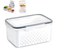 Contenitore per alimenti 4 in 1 con scolapasta integrato - Contenitore multi-formato per verdure:ideale per lavare,mettere in ammollo,scolare e conservare-Contenitore ermetico salva-freschezza (S)