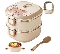 Contenitore per Alimenti Coibentato, Lunch Box Termico, 1400ml Contenitore per Alimenti Coibentato a 2 Strati Lunchbox per Caldi in Acciaio Inossidabile a Tenuta Stagna con Stoviglie per Bam