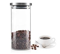 Contenitore per alimenti in vetro da 1000mL Contenitore per alimenti in plastica per contenitori con chicchi di caffè con coperchio in acciaio inossidabile spazzolato Set (1000ml)