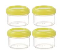 Contenitore per Alimenti Mini barattoli di plastica trasparente da 4 pezzi con coperchi a tenuta stagna Contenitore rotondo trasparente Contenitori riutilizzabili da 35 ml per (D, 4.5x4.5x3.5cm)