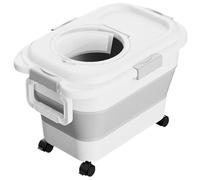 Contenitore per alimenti per animali domestici 15 kg/33 libbre per alimenti per cani aria pieghevole Contenitore per alimenti con manico e ruote trasparente trasparente a foglietto e umido per la cas