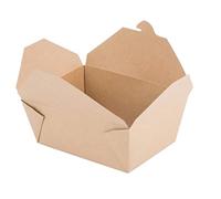 Contenitore per Alimenti richiudibile in carta Kraft, Monoporzione, Antigrasso, Biodegradabile, Fingerfood, Take Away, vaschetta neutra ideale per fritture - misure 155x120x65mm - conf. da 50pz