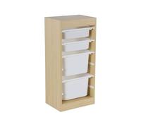 Contenitore per bambini con 4 contenitori, Sora, Marrone naturale, 41.5x30x89 cm