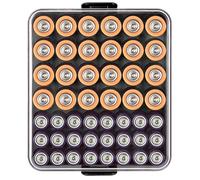 Contenitore per batteria per 48 batterie AA AAA, in plastica trasparente, per viaggi/casa/ufficio (nero, M)