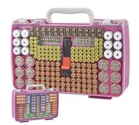 Contenitore per batterie con doppio lato, contenitore per batterie per 269 batterie AA, AAA, AAAA, 3A, 4A, 9V, C D, al litio 4LR44, CR2, CR123A, CR1632, CR2032, 18650, viola