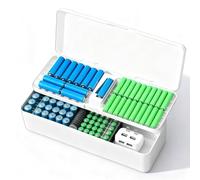 Contenitore per batterie con tester per batteria, a doppio strato, in plastica, per 55 batterie AAA, 41 batterie AA, 19 batterie (senza batterie)