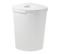 Plast Team Seoul Portabiancheria Angolare Cesto Biancheria Stile Scandinavo Ampio ed Elegante 62L Apertura Forma Diamante (Bianco)