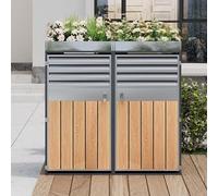 Contenitore per bidoni della spazzatura, apertura di ventilazione con lamelle, scomparti portaoggetti, chiudibile, quattro porte, superficie per piante