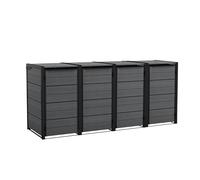 Contenitore per bidoni della spazzatura Hide Away | 960 litri flessibile espandibile | telaio in acciaio | con molle a gas | antracite | effetto legno realistico | resistente alle intemperie e senza