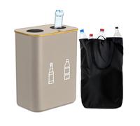 Contenitore per Bottiglie Relaxdays 160 l, 2 Sacchetti, 75 x 57 x 37 cm, flaschensammler per Vetro e plastica, Beige