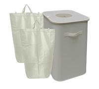 Contenitore per Bottiglie vuote Relaxdays, 100 L, 2 sacche, ab Washable, riciclabile, Beige