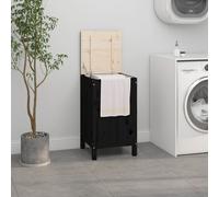 Contenitore per Bucato Nero 44x44x76 cm Legno Massello Pino
