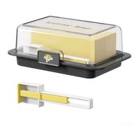 Contenitore per burro e formaggio, griglia di taglio del coperchio, marcatori di misurazione, per l'organizzazione del frigorifero, compatibile con Coast West Coast (nero)