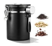 Contenitore per caffè ermetico da 2,8 l, contenitore per caffè in grano in acciaio inossidabile, scatole ermetiche con valvola CO2, cucchiaio & indicatore della data, scatole caffè macinato e grano