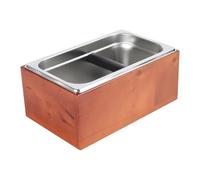 Contenitore per caffè espresso con sedile in legno per portafiltro da 51-58 mm, in acciaio inox, con barra in gomma per uno smaltimento silenzioso dei terreni (27 x 17 x 11,8 cm)