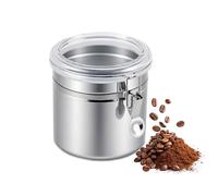 Contenitore per Caffè in Acciaio Inossidabile, Contenitore per Alimenti in Acciaio con Coperchio e Morsetto di Bloccaggio Barattolo per Cereali da Cucina Sigillato Sottovuoto per Caffè Tè Noci(M)