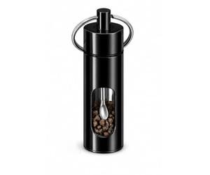 Contenitore per campioni con cucchiaio, dispenser in vetro trasparente con tappo a vite e paletta, ricaricabile per viaggi, conservazione, test contenitore per piccoli oggetti, nero