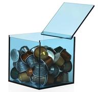 Contenitore per Capsule di caffè, Contenitore per Capsule di caffè con Coperchio, Contenitore per Capsule in Acrilico, Contenitore per caffè, Contenitore per Caramelle E Busti, Light Blue, 15cm