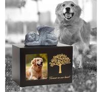Contenitore per Ceneri di Animali con Statua di Cane Angelo, Design Ad Albero,