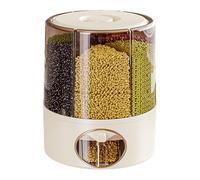 Contenitore per cereali e riso - Secchio portaoggetti da cucina, distributore di riso rotante con 6 griglie, scatola per alimenti compartimentata ermetica, a prova di insetti e umidità, distributore