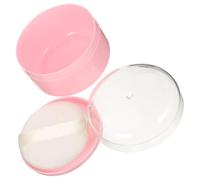 Contenitore per Cipria in Polvere Libera Plastica, con Piumino Rosa | Coperchio e Setaccio, Ricaricabile e Portatile, per Polvere Corpo, Uso in Bagno e Viaggio