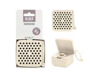 Contenitore per ciuccio BIBS con cordino Polka Dots. Supporto per ciuccio e contenitore per la sterilizzazione. Materiale approvato per uso alimentare 100% senza BPA - Ivory