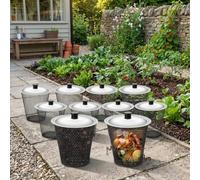 Contenitore per compostaggio a vermi con coperchio sicuro per il riciclaggio dei rifiuti della cucina, robusta struttura in ferro resistente alle intemperie, design con aerazione migliorata aiuta i