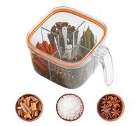 Contenitore per condimenti con coperchio, contenitore trasparente per condimenti per snack con manico, barattoli per condimenti da cucina, supporto per snack per sale, zucchero,