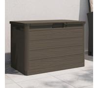 Contenitore per cuscini da esterni, marrone, in polipropilene, 77,5 x 44,5 x 53 cm, impermeabile, resistente alle intemperie, con 160 l, richiudibile, per giardino, balcone, terrazza, effetto legno