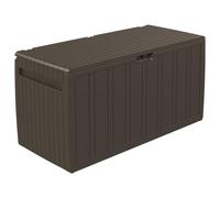 Contenitore per cuscini, marrone, 117 x 45,5 x 57,5 cm, 270 l, contenitore organizer con coperchio e manico, per ordine in camera da letto, ufficio, bagno, cucina, impilabile e salvaspazio