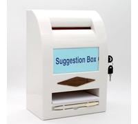 Contenitore per denaro, montaggio a parete, con serratura, per votazioni, beneficenza, concorsi, suggerimenti, colore bianco