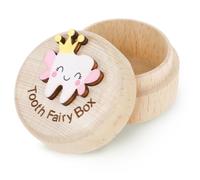 Contenitore per denti da latte personalizzato in legno, scatola dentata con simpatico motivo per denti da latte Tooth Fairy Box come ricordo dei primi dentini per ragazzi e ragazze