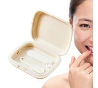 Contenitore per dentiera, sottile, inodore, con cerniera sul coperchio, per protesi dentarie, paradenti trasparente, Bianco latte, Refer to description, Unisex
