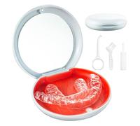 Contenitore per dentisti con specchio, custodia sottile per protezione notturna, kit di fissaggio ortodontico, magnetico, con strumento di rimozione, masticabili e spazzola