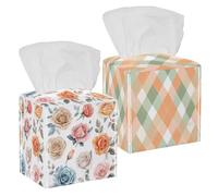 Contenitore per fazzoletti con motivo a rombi, color pesca pastello, verde salvia e bianco, dispenser di tovaglioli per bagno, piano di lavoro da toeletta, comò della camera da letto, scrivania