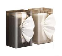Contenitore per fazzoletti da parete senza fori, per bagno e cucina, design salvaspazio per fazzoletti e asciugamani per le mani con facile accesso dall'alto (trasparenza + fumo)