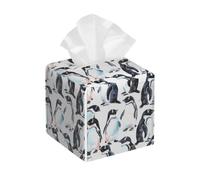 Contenitore per fazzoletti quadrato in PVC impermeabile con pinguini ad acquerello, organizer per carta facciale, per casa, ufficio, bagno, auto, comodino da tavolo