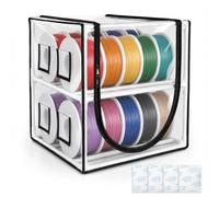 Contenitore per filamenti 3D, scaffale in metallo a 2 ripiani, copertura trasparente, ermetico e antipolvere, spazio per 20-24 rotoli, include 4 confezioni di gel di silice riutilizzabili, per PLA