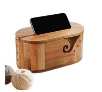 Contenitore per filati in legno - Organizer per ciotola per lavori a maglia con coperchio, scatola per la gestione dei fili all'uncinetto, supporto per prevenzione delle fibre artigianali, unità di
