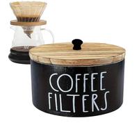 Contenitore per filtro da caffè, organizer rustico in legno con coperchio, contenitore decorativo per caffè, contenitore per filtro da caffè per versare sopra la infusione a goccia, ideale per casa