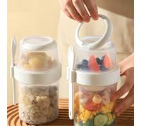 Contenitore per fiocchi di latte da 30 once con coperchio, confezione da 1 vasetto a doppio strato per pudding di chia con separazione tra secco e umido, tazza per parfait a tenuta stagna portatile