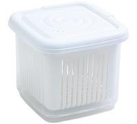 Contenitore per frigorifero con due scomparti indipendenti per scalogno, cipolle, aglio e verdure a radice fresca (bianco)