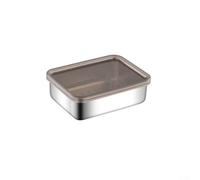 Contenitore per frigorifero in acciaio inox con coperchio ermetico, fondo rialzato per migliorare l'igiene alimentare, adatto per conservare formaggi, carne (13 x 10 x 4 cm)