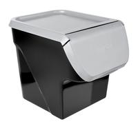 Vilde Contenitore portaoggetti, per verdure, frutta, cipolla, patate, aglio, con patta, per alimenti, 13 l, prodotto in UE (nero/grigio)