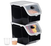 Contenitore per frutta e verdura con coperchio, nero, 12 l, 2 pezzi.