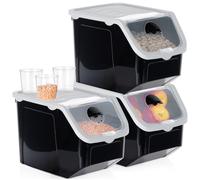 Contenitore per frutta e verdura con coperchio, nero, 12 l, 3 pezzi.